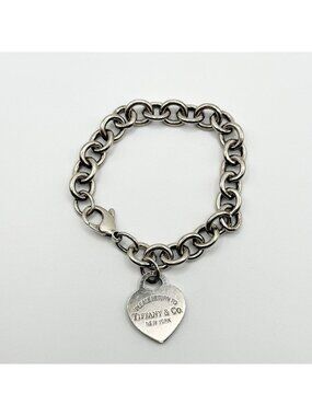 Tiffany & Co. Heart Tag Charm Bracelet Sterling Silver 925